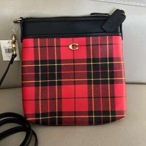 NWT Coach Red plaid crossbody bag